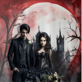 ゴシック様式のムーディダークキャッスル&レッドフルムーン タペストリー