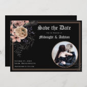 ゴシック様式のムーディフローラサークル写真の保存日付 セーブザデート (正面/裏面)