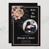 ゴシック様式のムーディフローラサークル写真の保存日付 セーブザデート (正面/裏面)