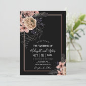 ゴシック様式のムーディ結婚フローラ 招待状 (スタンド正面)