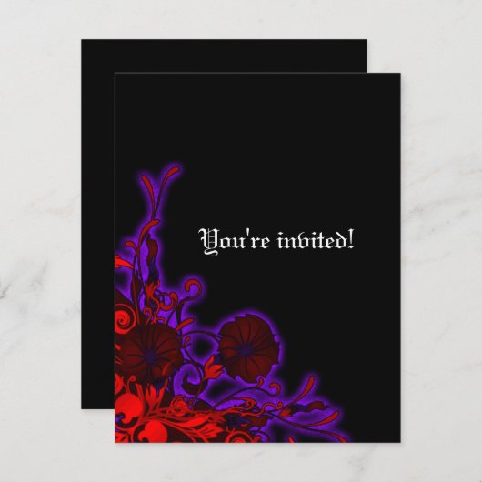 ゴシック様式のモダンフローラ結婚ズ 招待状 (正面/裏面)