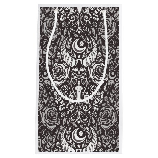 ゴシック様式のモノクロパターン スモールペーパーバッグ (正面)