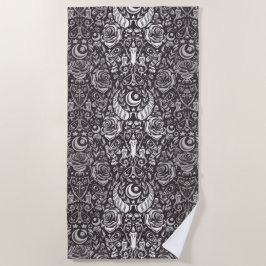 ゴシック様式のモノクロパターン ビーチタオル