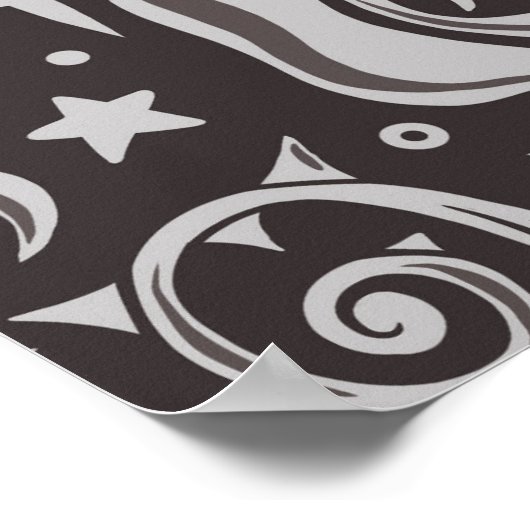 ゴシック様式のモノクロパターン ポスター (角)