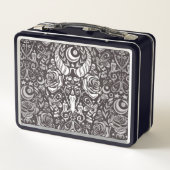 ゴシック様式のモノクロパターン メタルランチボックス (裏面)
