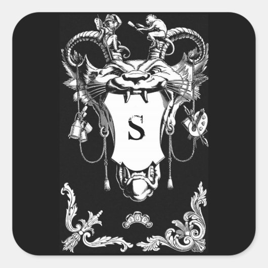 ゴシック様式のモンスターアンティーク建築装飾 スクエアシール (正面)