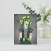 ゴシック様式のモンスターガールグリーンハットのタトゥー ポストカード (スタンド正面)