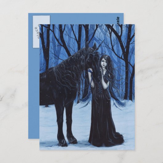 ゴシック様式のユニコーンと妖精のはがき ポストカード (正面/裏面)