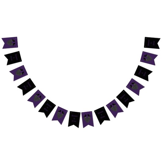 ゴシック様式のラヴェンスとブラックハートカスタムウェディング バンティングフラッグ (全)