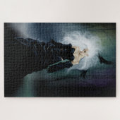 ゴシック様式のラヴェンスの森の女性ブラック ジグソーパズル (横)