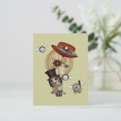 ゴシック様式のラヴォー熱気球スチームパンアート ポストカード (スタンド正面)