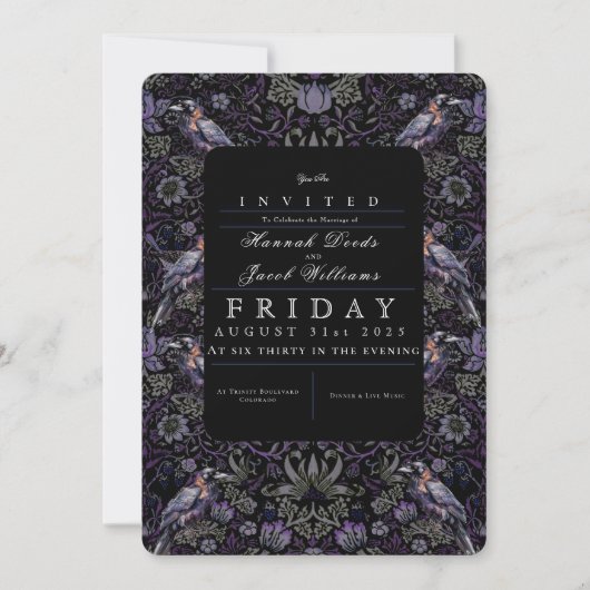 ゴシック様式のレイベンウィリアム・モリス結婚式招待状 招待状 (正面)