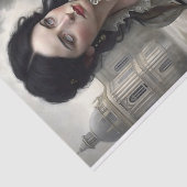 ゴシック様式のレディーホワイトタイガーのデコパージュ 薄葉紙 (詳細)