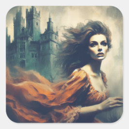 ゴシック様式のロマンスブックカバー城不気味のホラー スクエアシール