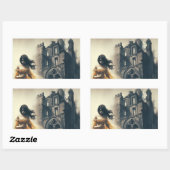 ゴシック様式のロマンスブックカバー城不気味のホラー 長方形シール (シート)