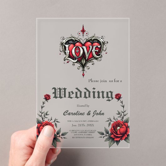 ゴシック様式のロマンス。ゴシック華美スタイル アクリル招待状 (インサイチュ (ポータブル))