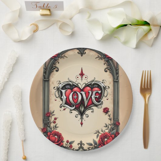ゴシック様式のロマンス。ゴシック華美スタイル ペーパープレート (ウェディング)