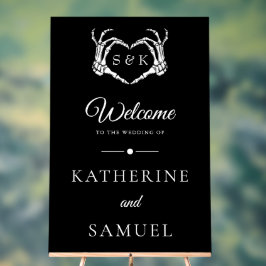 ゴシック様式のロマンチックなスケルトンハンドハロウィン結婚ズ アクリルサイン