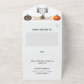 ゴシック様式のロマンチックなスケルトンハンドハロウィン結婚ズ オールインワン招待状 (外側)