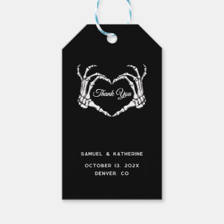 ゴシック様式のロマンチックなスケルトンハンドハロウィン結婚ズ ギフトタグ