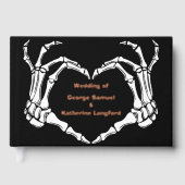 ゴシック様式のロマンチックなスケルトンハンドハロウィン結婚ズ ゲストブック (正面)