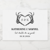 ゴシック様式のロマンチックなスケルトンハンドハロウィン結婚ズ スパークリングワインラベル (シングルラベル)