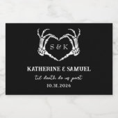 ゴシック様式のロマンチックなスケルトンハンドハロウィン結婚ズ スパークリングワインラベル (シングルラベル)