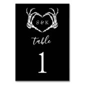 ゴシック様式のロマンチックなスケルトンハンドハロウィン結婚ズ テーブルナンバー (裏面)