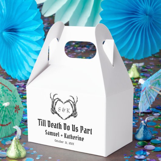 ゴシック様式のロマンチックなスケルトンハンドハロウィン結婚ズ フェイバーボックス (パーティー)