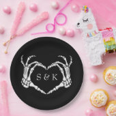 ゴシック様式のロマンチックなスケルトンハンドハロウィン結婚ズ ペーパープレート (パーティー)