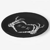 ゴシック様式のロマンチックなスケルトンハンドハロウィン結婚ズ ペーパープレート (アングル)