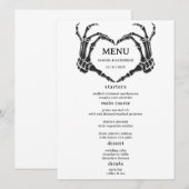 ゴシック様式のロマンチックなスケルトンハンドハロウィン結婚ズ メニュー (正面/裏面)