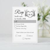 ゴシック様式のロマンチックなスケルトンハンドハロウィン結婚ズ 出欠カード (スタンド正面)