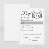 ゴシック様式のロマンチックなスケルトンハンドハロウィン結婚ズ 出欠カード (正面/裏面)