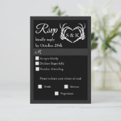 ゴシック様式のロマンチックなスケルトンハンドハロウィン結婚ズ 出欠カード (スタンド正面)