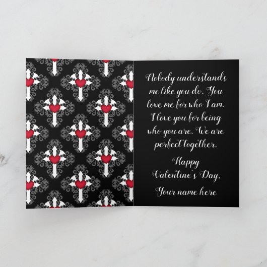 ゴシック様式のロマンチックなバレンタイン シーズンカード (内部)