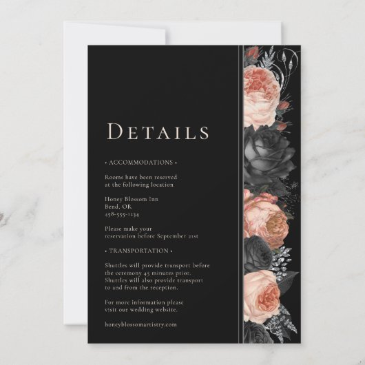 ゴシック様式のヴィンテージは結婚死ぬまで真っ黒 招待状 (裏面)