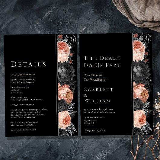 ゴシック様式のヴィンテージは結婚死ぬまで真っ黒 招待状