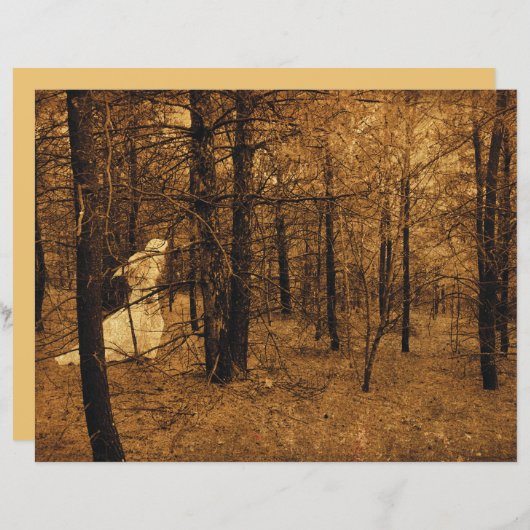 ゴシック様式のヴィンテージエンジェルブラウンの森の木 (正面/裏面)