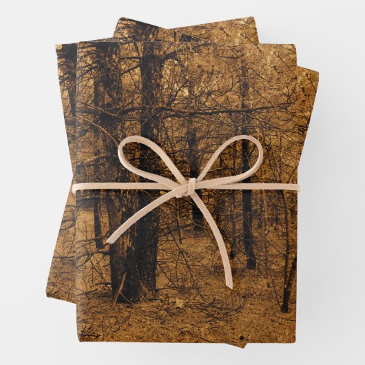 ゴシック様式のヴィンテージエンジェルブラウンの森の木 ラッピングペーパーシート (インサイチュ)