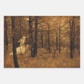 ゴシック様式のヴィンテージエンジェルブラウンの森の木 ラッピングペーパーシート (正面)