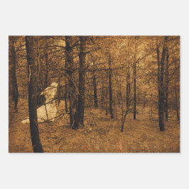 ゴシック様式のヴィンテージエンジェルブラウンの森の木 ラッピングペーパーシート