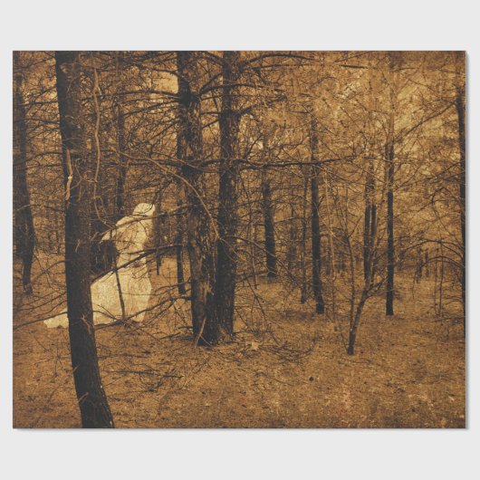 ゴシック様式のヴィンテージエンジェルブラウンの森の木 ラッピングペーパー (フラット)