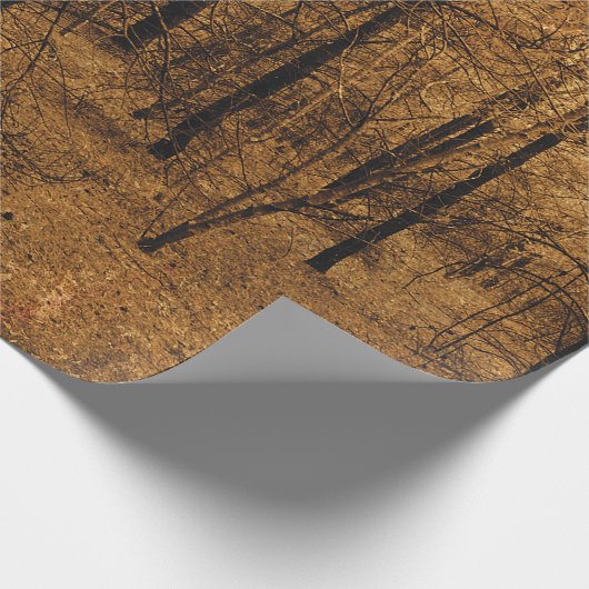 ゴシック様式のヴィンテージエンジェルブラウンの森の木 ラッピングペーパー (角)