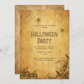 ゴシック様式のヴィンテージ不気味なハロウィーンの招待 招待状 (正面/裏面)