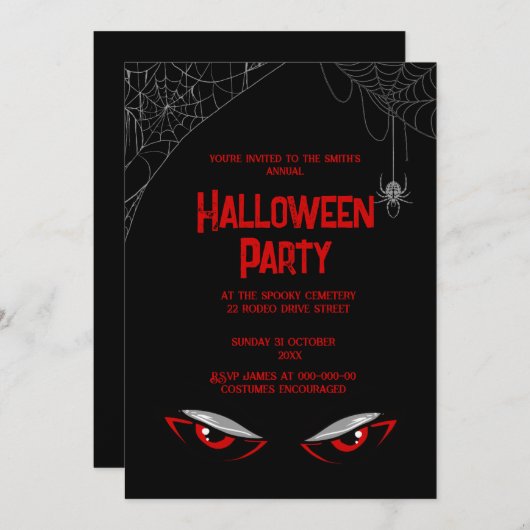 ゴシック様式のヴィンテージ不気味なハロウィーン 招待状 (正面/裏面)