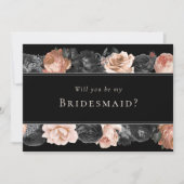 ゴシック様式のヴィンテージ結婚ブラックの花嫁の提案 招待状 (正面)