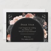 ゴシック様式のヴィンテージ結婚ブラックの花嫁の提案 招待状 (裏面)