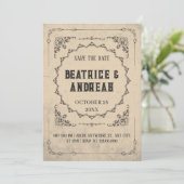 ゴシック様式のヴィンテージ結婚式 セーブザデート (スタンド正面)