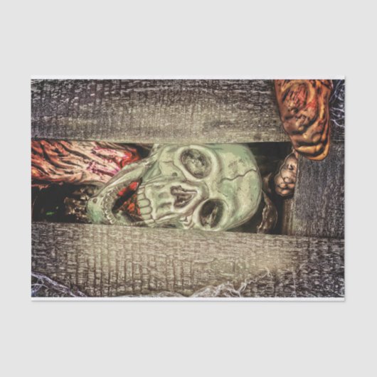 ゴシック様式の不気味な緑のスカル頭部 薄葉紙 (正面)